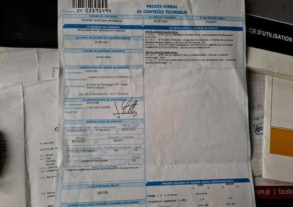 Renault Trafic cena 62999 przebieg: 235263, rok produkcji 2015 z Ogrodzieniec małe 466